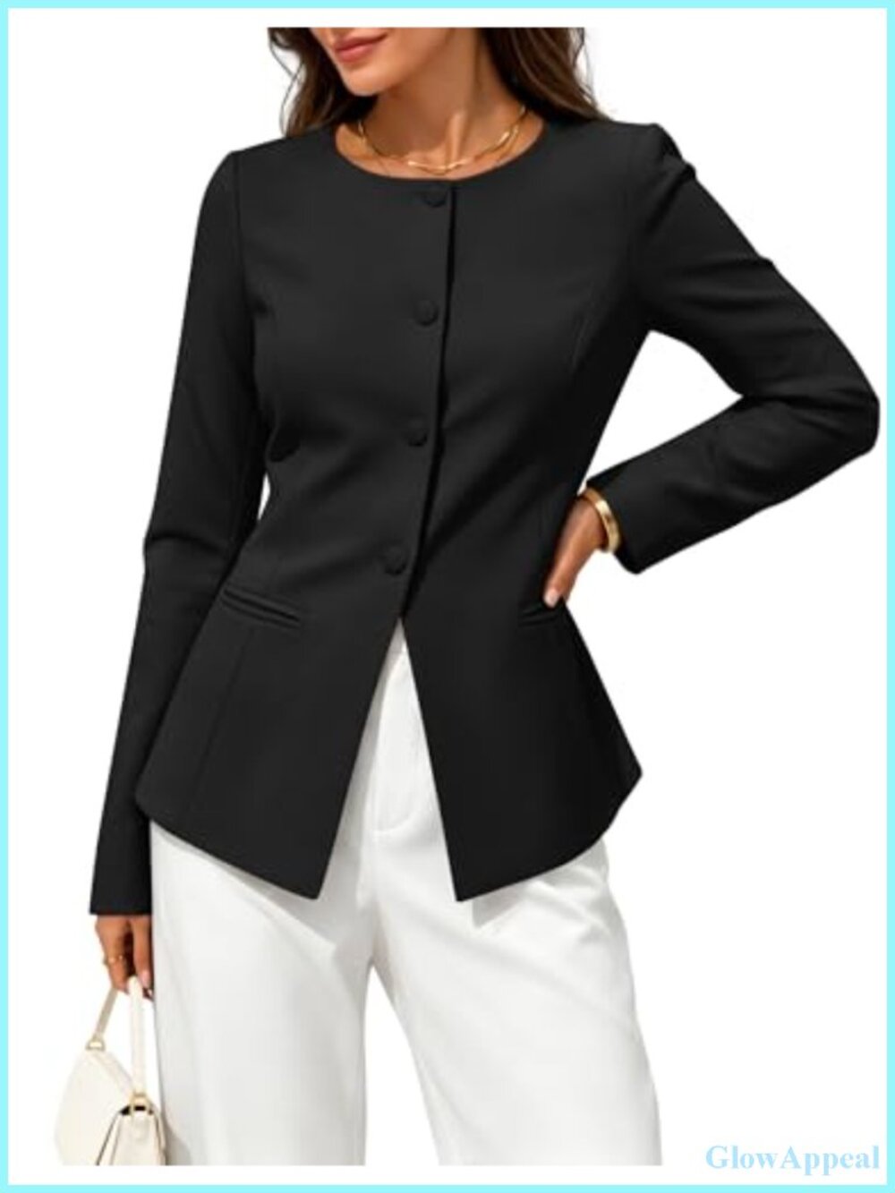Women's Business Casual Blazer Suit Jacket Button Down Long Sleeve